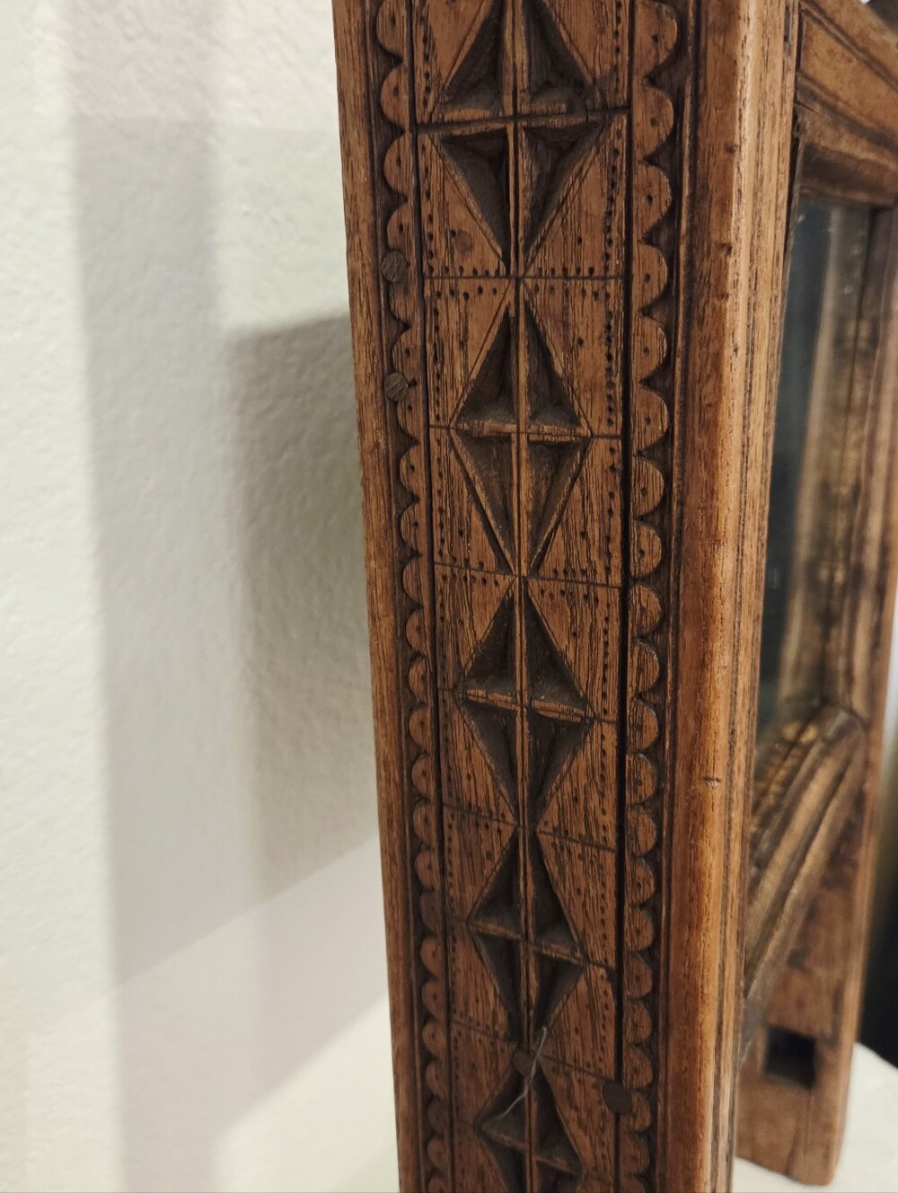 Vintage Antique Handmade Carved Teak Horsehead Rustic Wooden Barber Mirror Rare - Picture 3 of 13